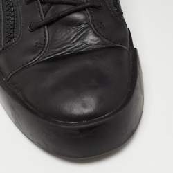 Giuseppe Zanotti Black Matte Leather High Top Lace Up Sneakers 46