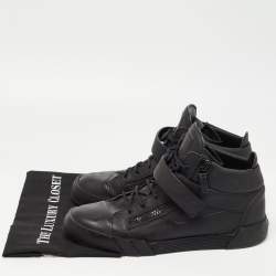 Giuseppe Zanotti Black Matte Leather High Top Lace Up Sneakers 46
