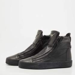 مملوكة مسبقًا Gisueppe Zannoti Black Perforated Leather High Top Sneakers Size 40