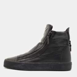 مملوكة مسبقًا Gisueppe Zannoti Black Perforated Leather High Top Sneakers Size 40