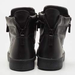 مملوكة مسبقًا Gisueppe Zannoti Black Perforated Leather High Top Sneakers Size 40