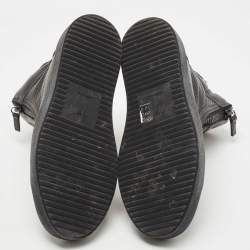 مملوكة مسبقًا Gisueppe Zannoti Black Perforated Leather High Top Sneakers Size 40