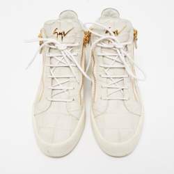 Pre Owned Giuseppe Zanotti Grey Croc Embossed Leather Kriss High Top Sneakers Size 43