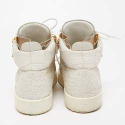 Pre Owned Giuseppe Zanotti Grey Croc Embossed Leather Kriss High Top Sneakers Size 43