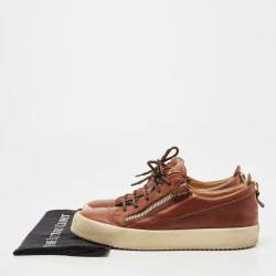 Pre Owned Giuseppe Zanotti Brown Leather Frankie Low Top Sneakers Size 43