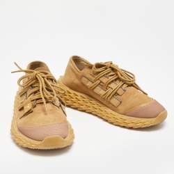 Giuseppe Zanotti Brown Nubuck Leather and Mesh Urchin Low Top Sneakers Size 43 