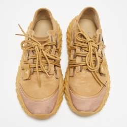 Giuseppe Zanotti Brown Nubuck Leather and Mesh Urchin Low Top Sneakers Size 43 