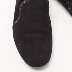 Giuseppe Zanotti Black Suede Embellished Slip On Loafers Size 46