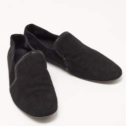 Giuseppe Zanotti Black Suede Embellished Slip On Loafers Size 46