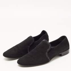 Giuseppe Zanotti Black Suede Embellished Slip On Loafers Size 46