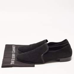Giuseppe Zanotti Black Suede Embellished Slip On Loafers Size 46