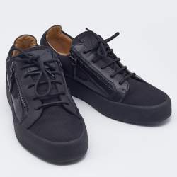 Giuseppe Zanotti Black Leather and Nylon Frankie Low Top Sneakers Size 43