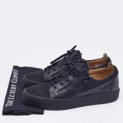 Giuseppe Zanotti Black Leather and Nylon Frankie Low Top Sneakers Size 43