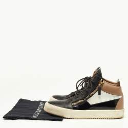 Giuseppe Zanotti Tricolor Leather and Patent High Top Sneakers Size 41.5