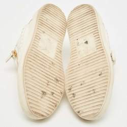 Giuseppe Zanotti White/Gold Python Embossed Leather Dona Low Top Sneakers Size 40.5