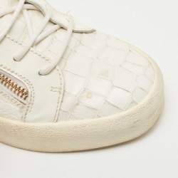 Giuseppe Zanotti White/Gold Python Embossed Leather Dona Low Top Sneakers Size 40.5