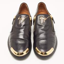 مملوكة مسبقًا Giuseppe Zanotti Black Leather Zip Detail Sneakers Size 40