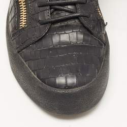 Pre Owned Giuseppe Zanotti Black Croc Embossed Leather May London Low Top Sneakers Size 40