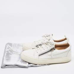 Pre Owned Giuseppe Zanotti White Python Embossed Leather Low Top Sneakers Size 40