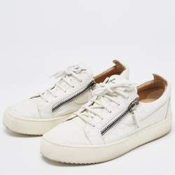 Pre Owned Giuseppe Zanotti White Python Embossed Leather Low Top Sneakers Size 40