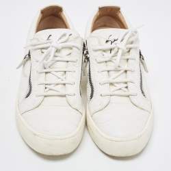 Pre Owned Giuseppe Zanotti White Python Embossed Leather Low Top Sneakers Size 40