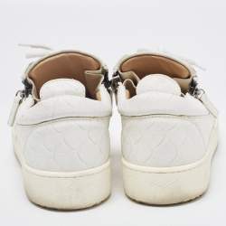 Pre Owned Giuseppe Zanotti White Python Embossed Leather Low Top Sneakers Size 40