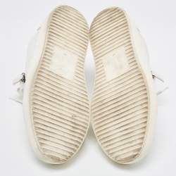 Pre Owned Giuseppe Zanotti White Python Embossed Leather Low Top Sneakers Size 40