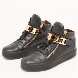 Giuseppe Zanotti Black Leather High Top Sneakers Size 40