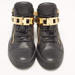 Giuseppe Zanotti Black Leather High Top Sneakers Size 40