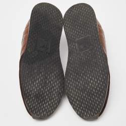 Pre Owned Giuseppe Zanotti Brown Croc Embossed and Suede Sneakers Size 41