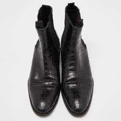 Pre Owned Giuseppe Zanotti Black Croc Embossed Leather Chelsea Boot Size 44