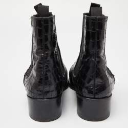 Pre Owned Giuseppe Zanotti Black Croc Embossed Leather Chelsea Boot Size 44