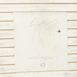 Pre Owned Giuseppe Zanotti White/Beige Lizard Embossed and Leather Frankie Sneakers Size 43