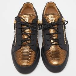 Pre Owned Giuseppe Zanotti Black/Gold Low Top Sneakers Size 43