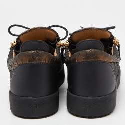 Pre Owned Giuseppe Zanotti Black/Gold Low Top Sneakers Size 43