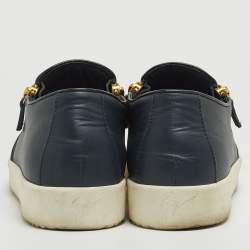 Giuseppe Zanotti Blue Leather Eve Double Zip Low Top Sneakers Size 43