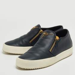 Giuseppe Zanotti Blue Leather Eve Double Zip Low Top Sneakers Size 43