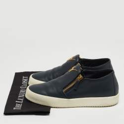 Giuseppe Zanotti Blue Leather Eve Double Zip Low Top Sneakers Size 43