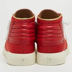Giuseppe Zanotti Red/Gold Canvas and Leather Foxy London High Top Sneakers Size 45