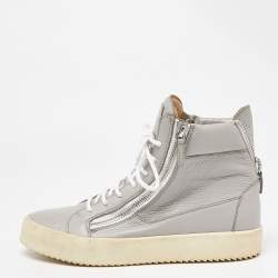 Giuseppe Zanotti Grey Leather High Top Sneakers Size 43