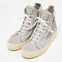 Giuseppe Zanotti Grey Leather High Top Sneakers Size 43