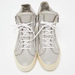 Giuseppe Zanotti Grey Leather High Top Sneakers Size 43