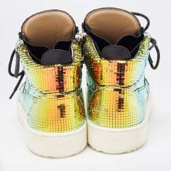 Giuseppe Zanotti Multicolor Foil Leather High Top Sneakers Size 41 