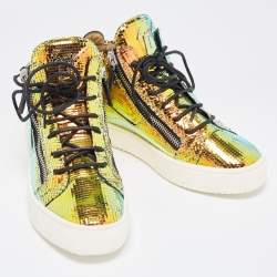 Giuseppe Zanotti Multicolor Foil Leather High Top Sneakers Size 41 
