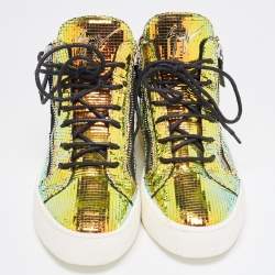 Giuseppe Zanotti Multicolor Foil Leather High Top Sneakers Size 41 