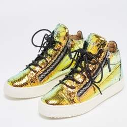 Giuseppe Zanotti Multicolor Foil Leather High Top Sneakers Size 41 