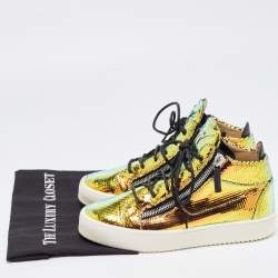 Giuseppe Zanotti Multicolor Foil Leather High Top Sneakers Size 41 