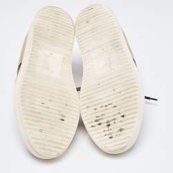 Pre Owned Giuseppe Zanotti Black/Beige Suede And Leather Double Zip Low Top Sneakers Size 43