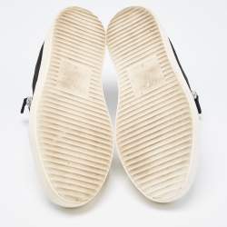 Giuseppe Zanotti White/Black Nubuck and Leather Double Zip Low Top Sneakers Size 45