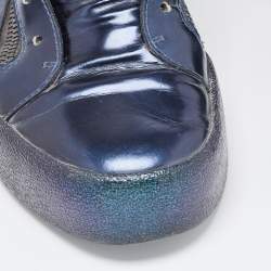 Giuseppe Zanotti Metallic Blue Leather High top Sneakers Size 42
